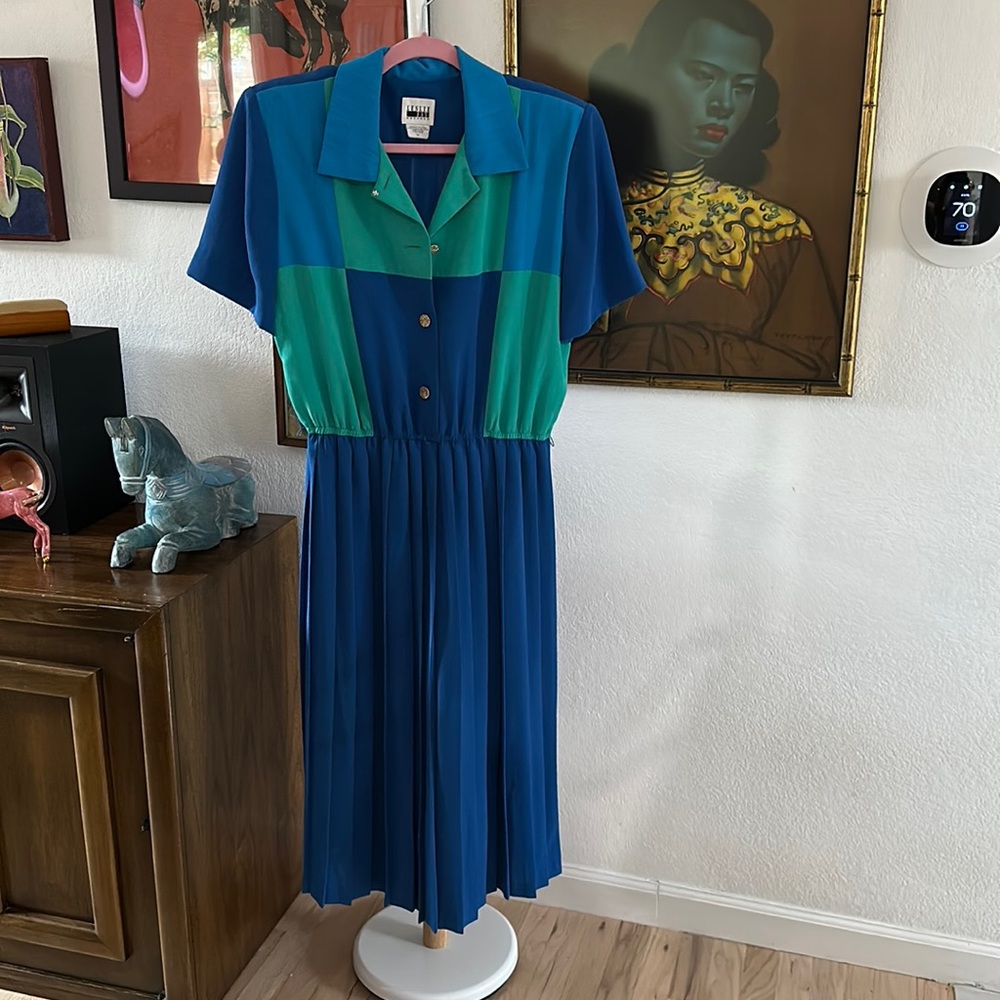 Leslie Fay pleated ‘80s dress - vintage size, check measurements